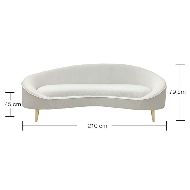 Paris 3 Seater Curve Sofa - AquaClean Boucle