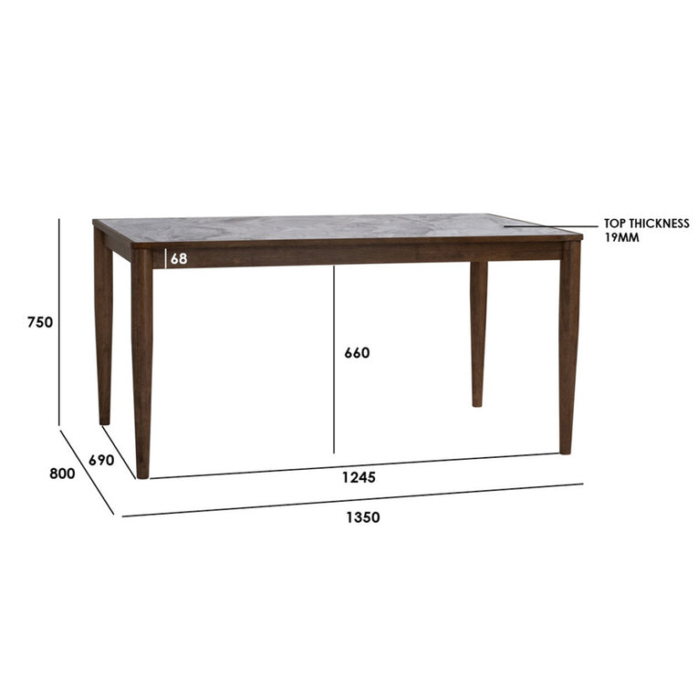 Andrea Walnut/Marble Dining Table-1.35m