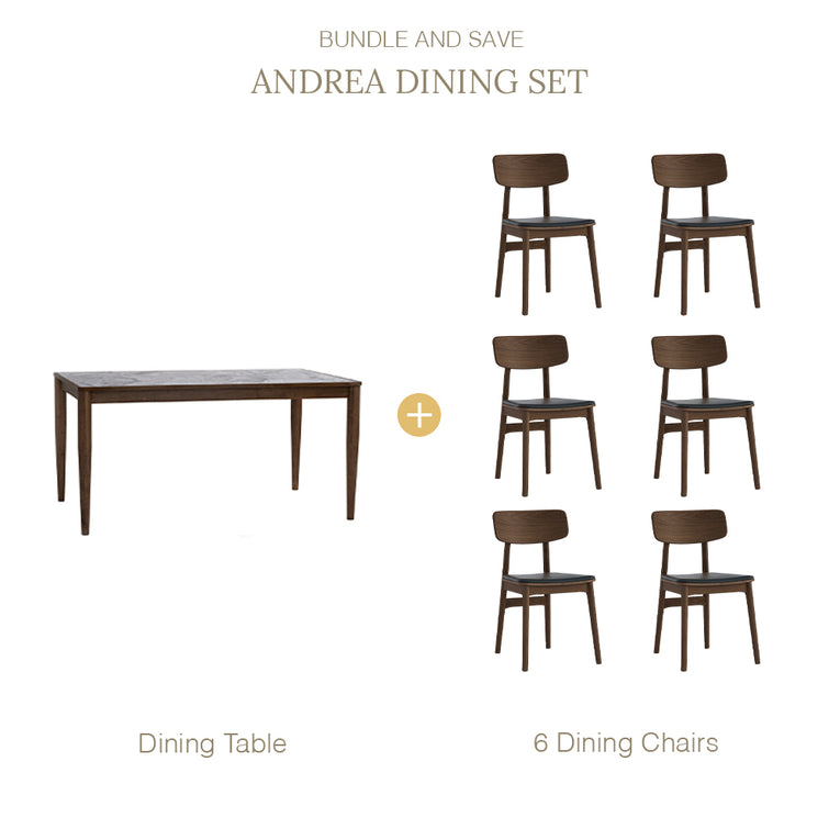 Andrea Walnut/Marble Dining Set