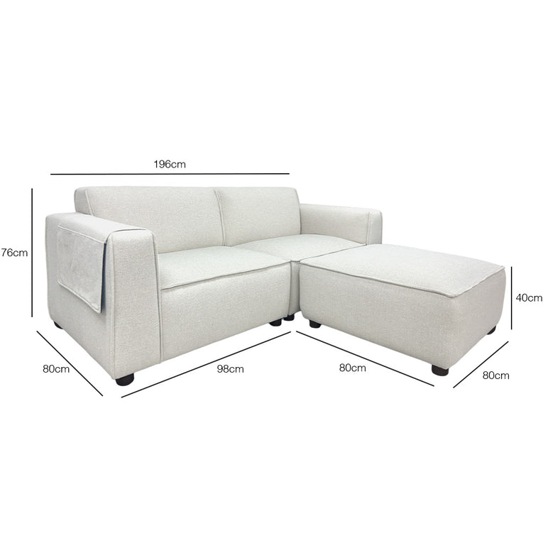 Bruno 3 Seater Modular Sofa With Ottoman