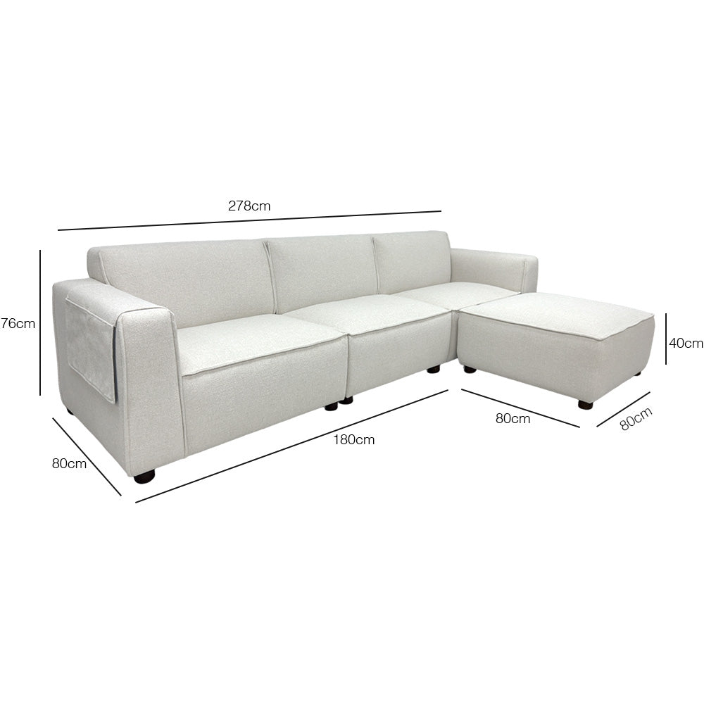 Bruno 4 Seater Modular Sofa With Ottoman