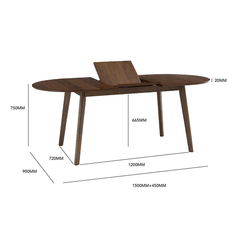 Hudston Oval Extendable Dining Table - 1.5m