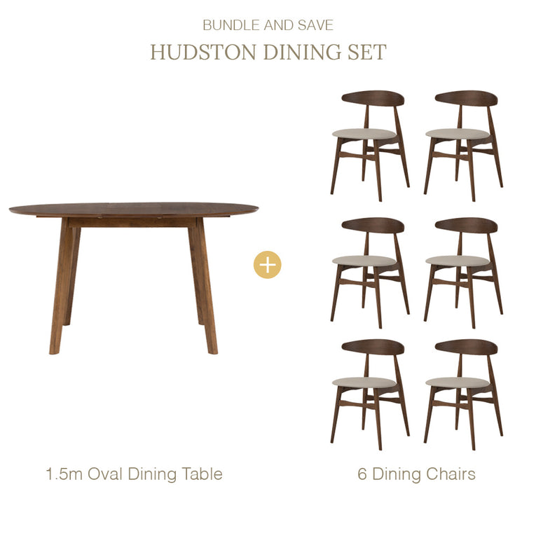 Hudston Oval Extendable Dining Set -1.5m