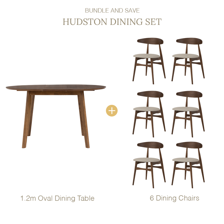 Hudston Oval Extendable Dining Set -1.2m