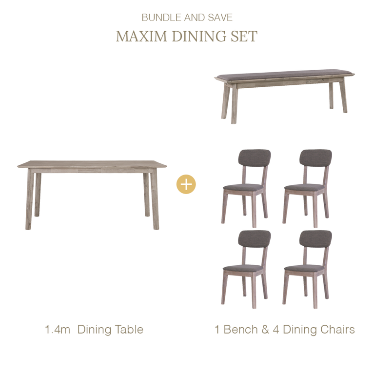 Maxim Dining Bench Set-Dark Grey