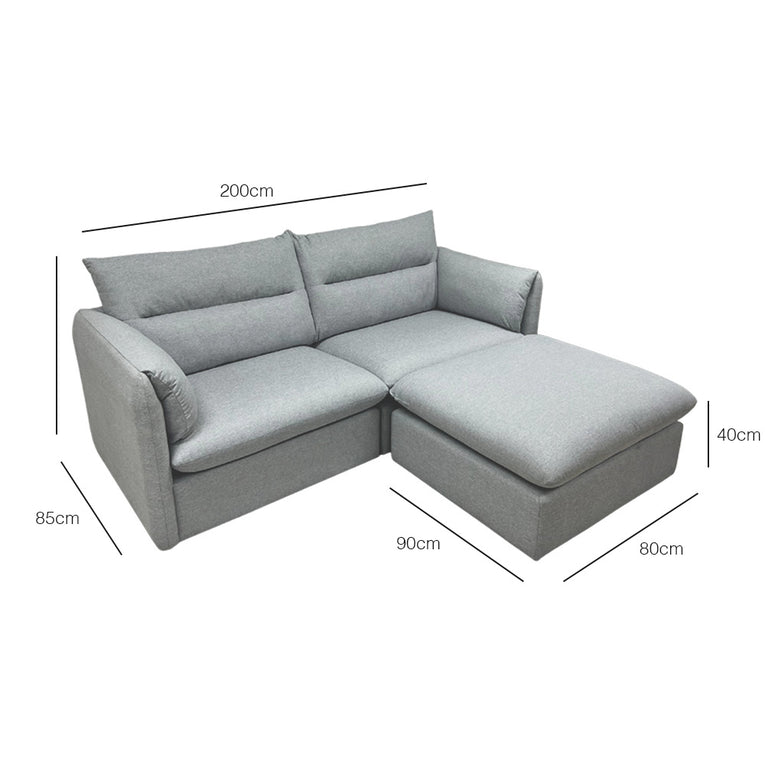 Nathan 3 Seater Modular Sofa With Ottoman - EcoClean