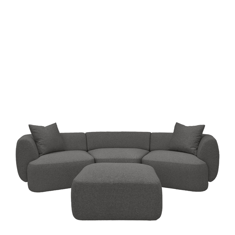 Pebble Curve 4 Seater Sectional Sofa With Ottoman - EcoClean