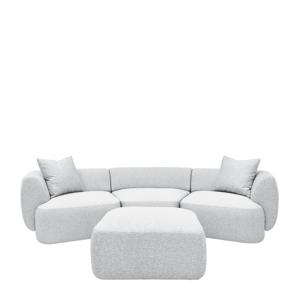 Pebble Curve 4 Seater Sectional Sofa With Ottoman - EcoClean