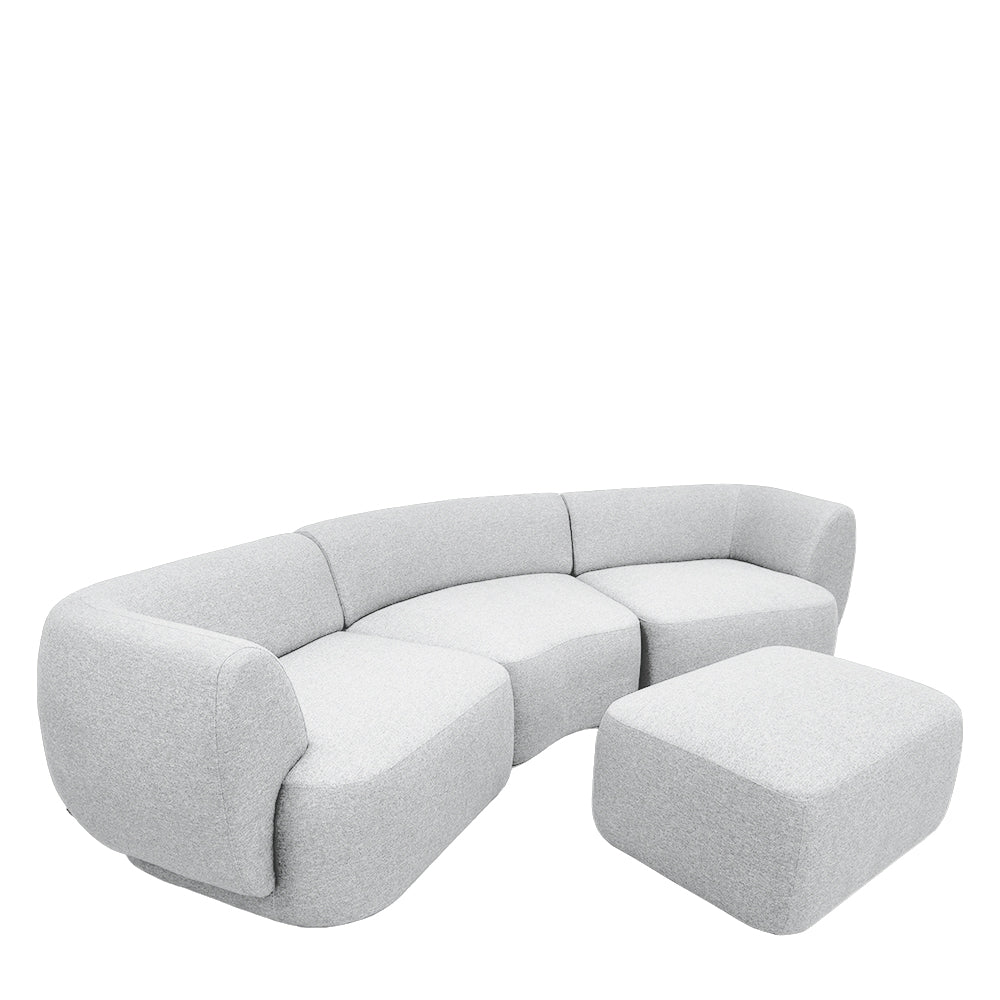 Pebble Curve 4 Seater Sectional Sofa With Ottoman - EcoClean