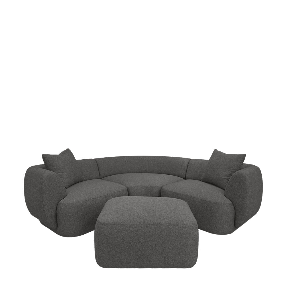 Pebble Corner 4 Seater Sectional Sofa with Ottoman - EcoClean