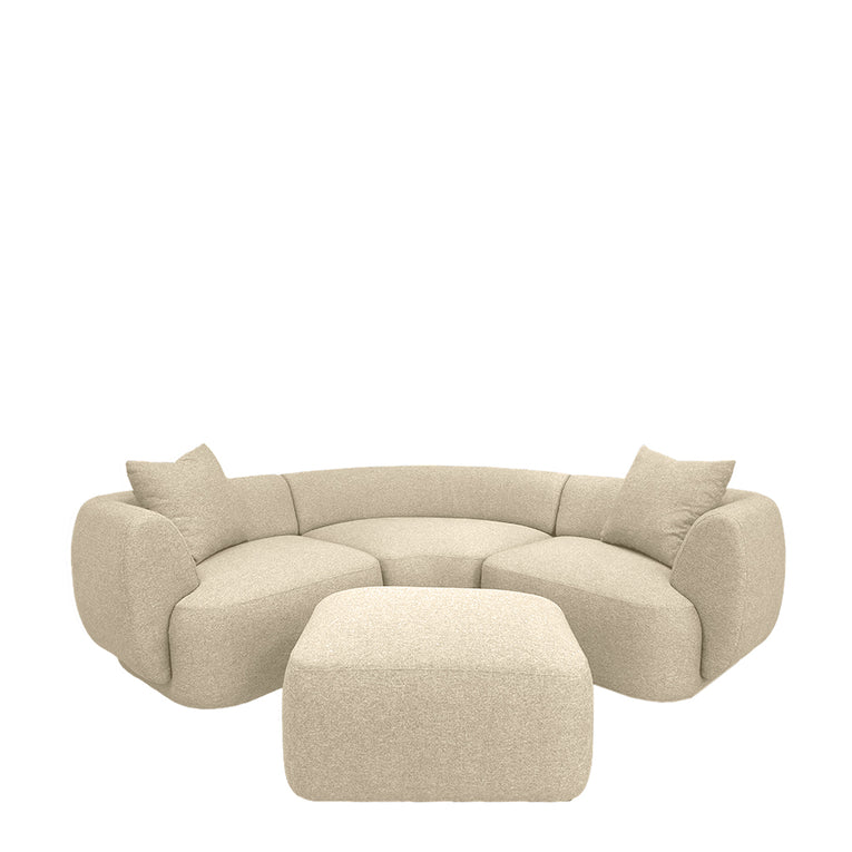 Pebble Corner 4 Seater Sectional Sofa with Ottoman - EcoClean