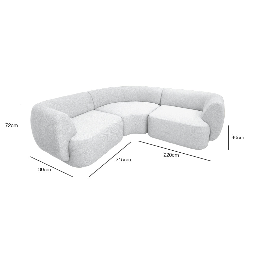 Pebble Corner 4 Seater Sectional Sofa with Ottoman - EcoClean