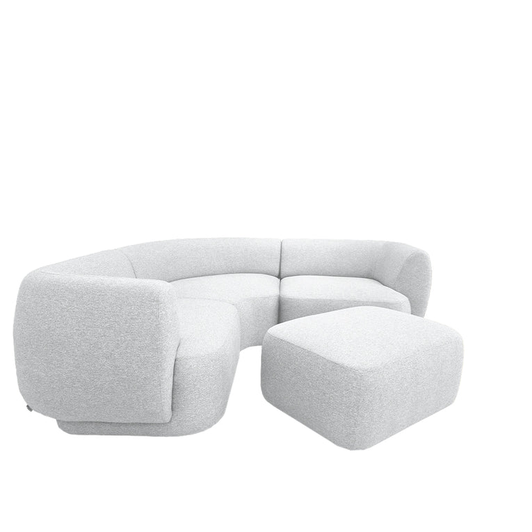 Pebble Corner 4 Seater Sectional Sofa with Ottoman - EcoClean