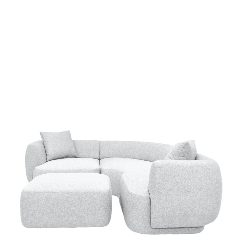 Pebble Corner 4 Seater Sectional Sofa with Ottoman - EcoClean