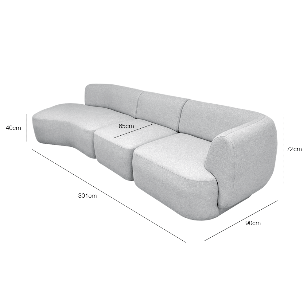 Pebble 4 Seater Chaise Sectional Sofa - EcoClean