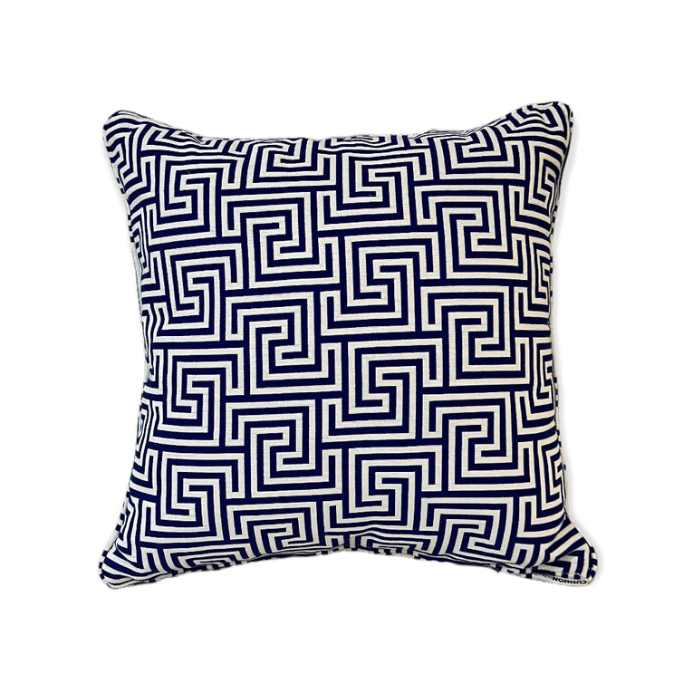 Blue/White Geometric Cushion
