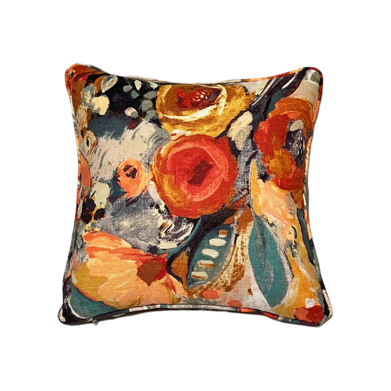 Fabricut Floral Orange Cushion