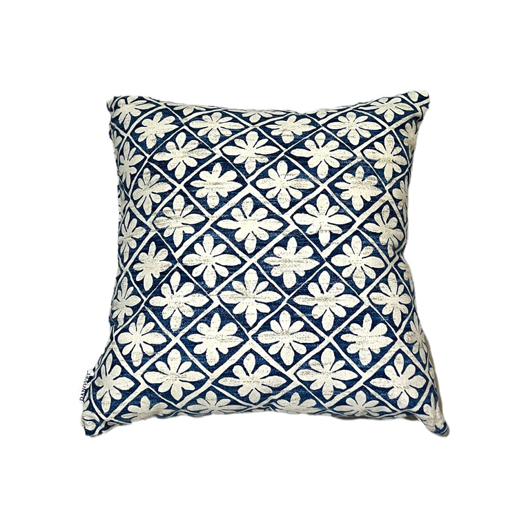 Blue Cotton Geometric Cushion