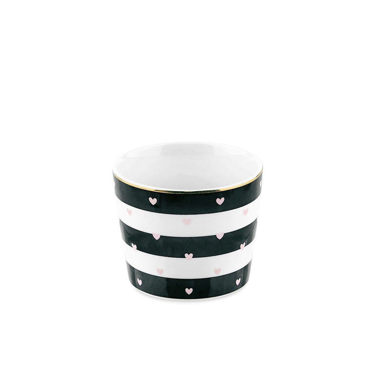 Ms Etoile - Snack Pot with Black Stripes and Rose Hearts