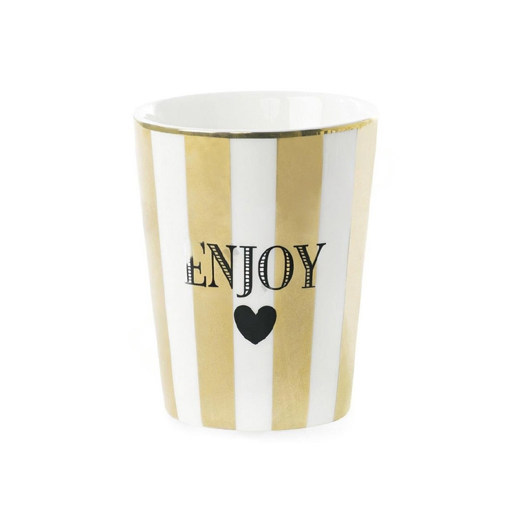 Ms Etoile - Ceramic Mug "Enjoy" Gold Stripe
