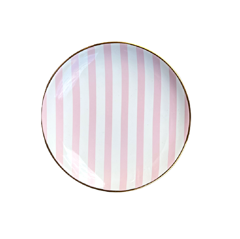 Ms Etoile - Ceramic Plate with Pink Stripes