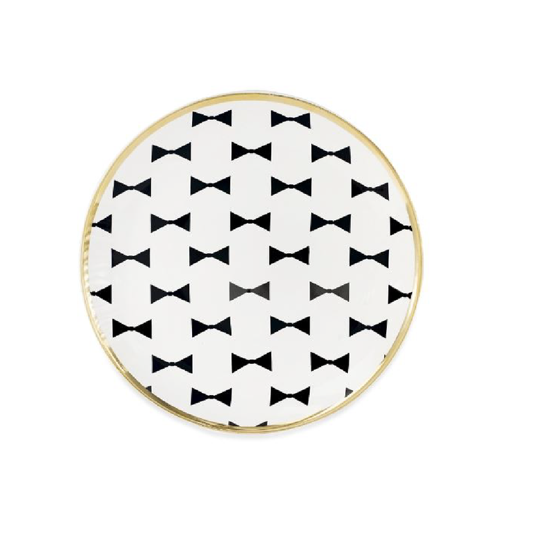 Ms Etoile - Ceramic Plate with Black Ribbon Pattern