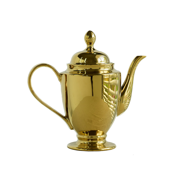 Ms Etoile - Tall Ceramic Teapot Jug Gold
