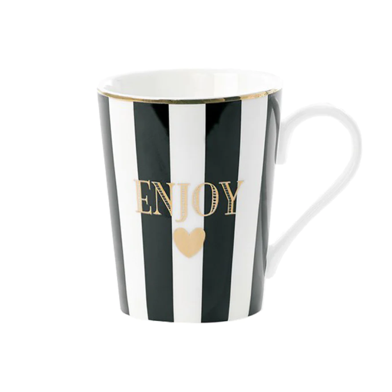 Ms Etoile - Coffee Mug "Enjoy" Black Stripes