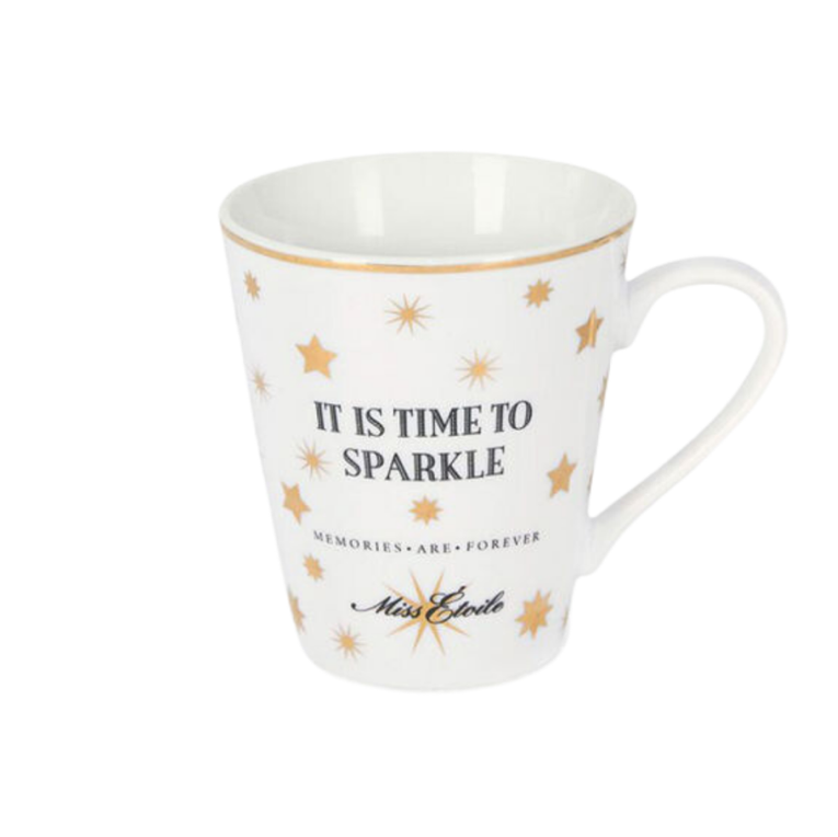 Ms Etoile - Coffee Mug "It's Time To Sparkle" Gold Stars